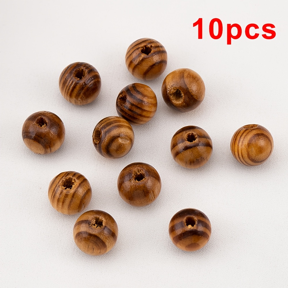 New Chinese Style Pine Wood Grain Round Beads for DIY